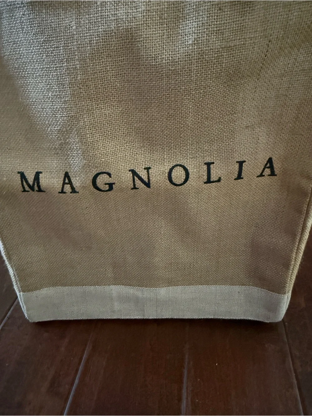 MAGNOLIA Market Apolis Large Shopping Tote Bag Jute Burlap Leather Handles